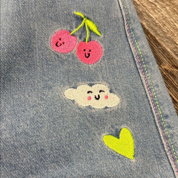 Kids Denim Shorts with Heart and Cherry Designs - Picture 4 of 16
